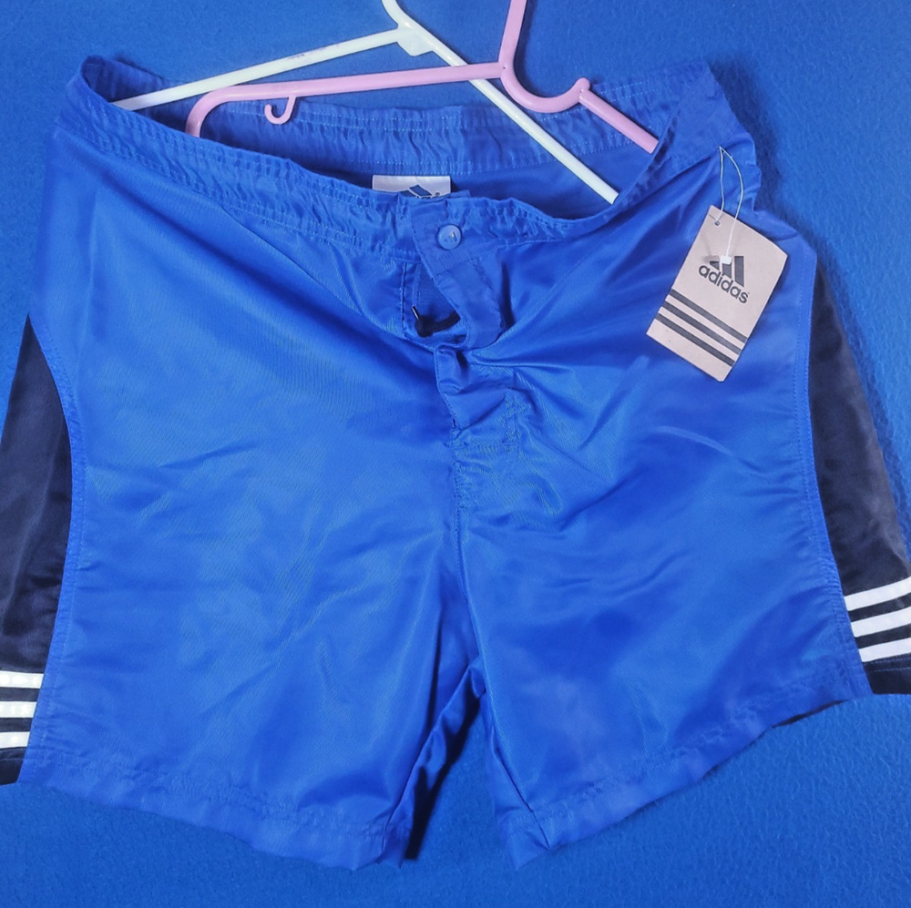 Adidas Nylon Shorts Men's Medium NWT Royal Blue 3 Stripe Sprinter Running